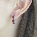 Женские Серьги Серебро Камень натуральный Рубин