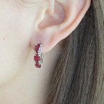 Женские Серьги Серебро Камень натуральный Рубин