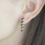 Женские Серьги Серебро Камень натуральный Рубин