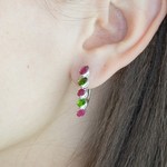 Женские Серьги Серебро Камень натуральный Рубин