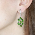 Женские Серьги Серебро Камень натуральный Хромдиопсид