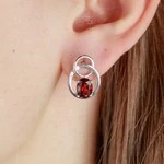 Женские Серьги Серебро Камень натуральный Гранат