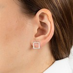 Женские Серьги Серебро Без вставок Розовый кварц