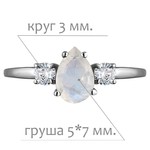 Женские Кольца Серебро Камень натуральный Лунный камень