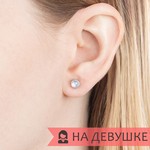 Женские Серьги Серебро Камень натуральный Лунный камень