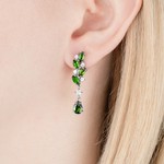 Женские Серьги Серебро Камень натуральный Хромдиопсид