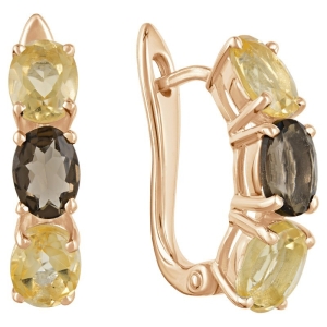 Женские Серьги Серебро Камень натуральный Раухтопаз