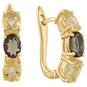 Женские Серьги Серебро Камень натуральный Раухтопаз