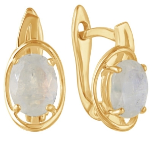 Женские Серьги Серебро Камень натуральный Лунный камень