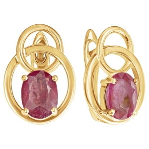 Женские Серьги Серебро Камень натуральный Рубин