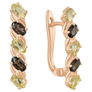 Женские Серьги Серебро Камень натуральный Раухтопаз