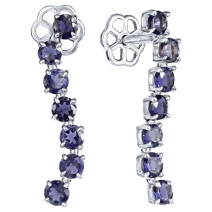 Женские Серьги Серебро Камень натуральный Иолит