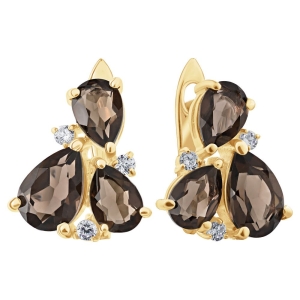 Женские Серьги Серебро Камень натуральный Раухтопаз