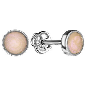 Женские Серьги Серебро Эмаль холодная Розовый кварц