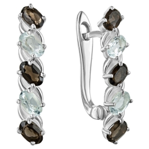 Женские Серьги Серебро Камень натуральный Раухтопаз