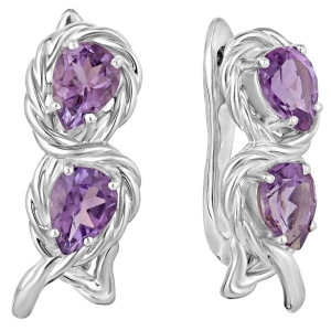 Женские Серьги Серебро Камень натуральный Аметист