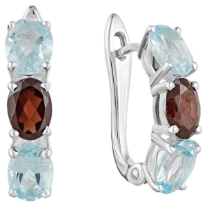 Женские Серьги Серебро Камень натуральный Гранат