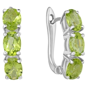 Женские Серьги Серебро Камень натуральный Хризолит