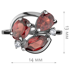 Женские Кольца Серебро Камень натуральный Гранат