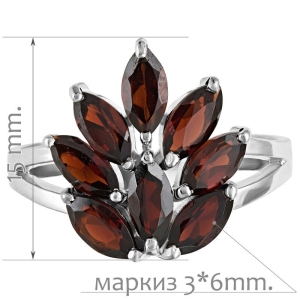 Женские Кольца Серебро Камень натуральный Гранат