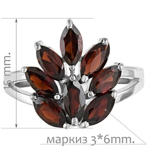 Женские Кольца Серебро Камень натуральный Гранат