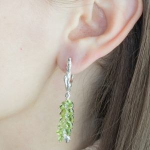 Женские Серьги Серебро Камень натуральный Хризолит