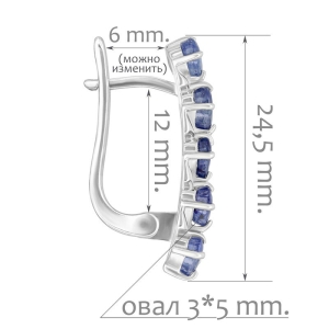 Женские Серьги Серебро Камень натуральный Сапфир