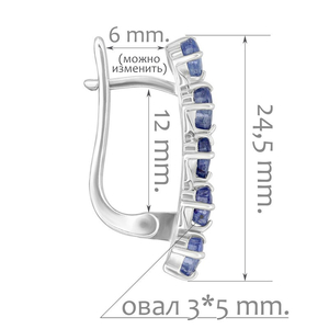 Женские Серьги Серебро Камень натуральный Сапфир
