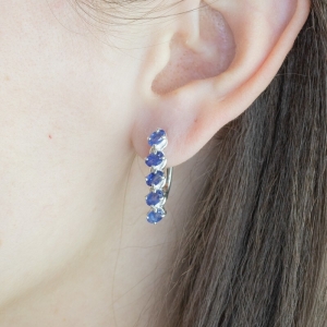 Женские Серьги Серебро Камень натуральный Сапфир