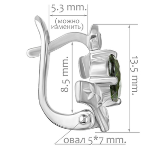 Женские Серьги Серебро Камень натуральный Хромдиопсид