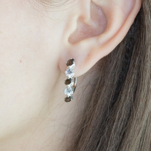 Женские Серьги Серебро Камень натуральный Раухтопаз