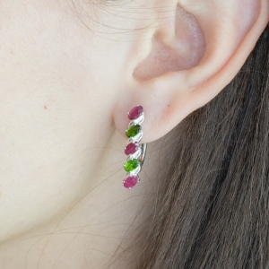 Женские Серьги Серебро Камень натуральный Рубин