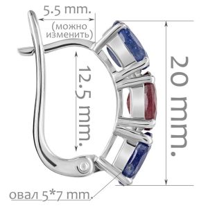 Женские Серьги Серебро Камень натуральный Сапфир
