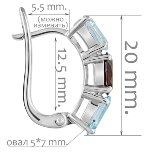 Женские Серьги Серебро Камень натуральный Гранат