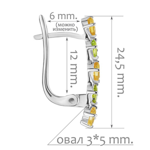 Женские Серьги Серебро Камень натуральный Хризолит