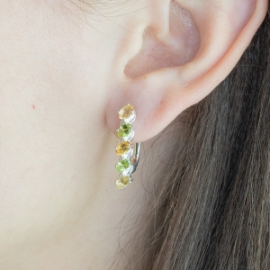 Женские Серьги Серебро Камень натуральный Хризолит