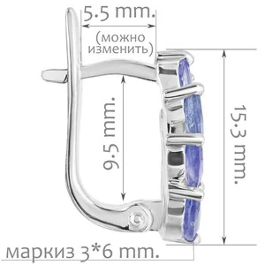 Женские Серьги Серебро Камень натуральный Танзанит