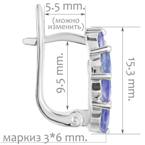 Женские Серьги Серебро Камень натуральный Танзанит