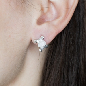 Женские Серьги Серебро Камень натуральный Лунный камень