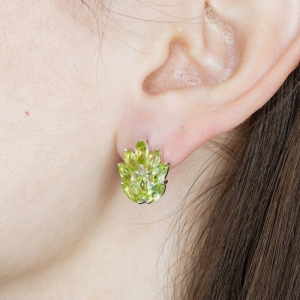 Женские Серьги Серебро Камень натуральный Хризолит