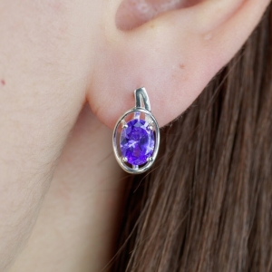 Женские Серьги Серебро Камень искусственный Нанокристалл