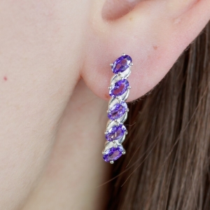 Женские Серьги Серебро Камень искусственный Нанокристалл