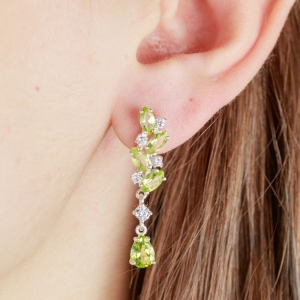 Женские Серьги Серебро Камень натуральный Хризолит