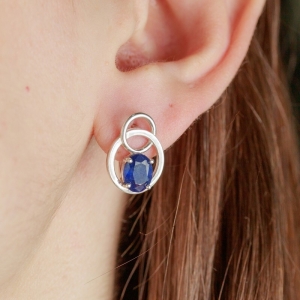 Женские Серьги Серебро Камень натуральный Сапфир