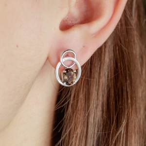 Женские Серьги Серебро Камень натуральный Раухтопаз