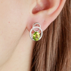 Женские Серьги Серебро Камень натуральный Хризолит