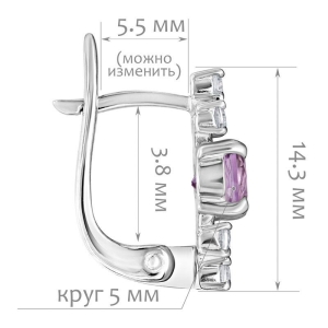 Женские Серьги Серебро Камень натуральный Аметист