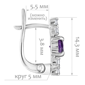 Женские Серьги Серебро Камень натуральный Аметист