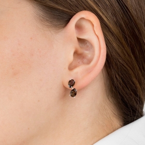 Женские Серьги Серебро Камень натуральный Раухтопаз