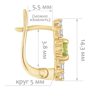 Женские Серьги Серебро Камень натуральный Хризолит